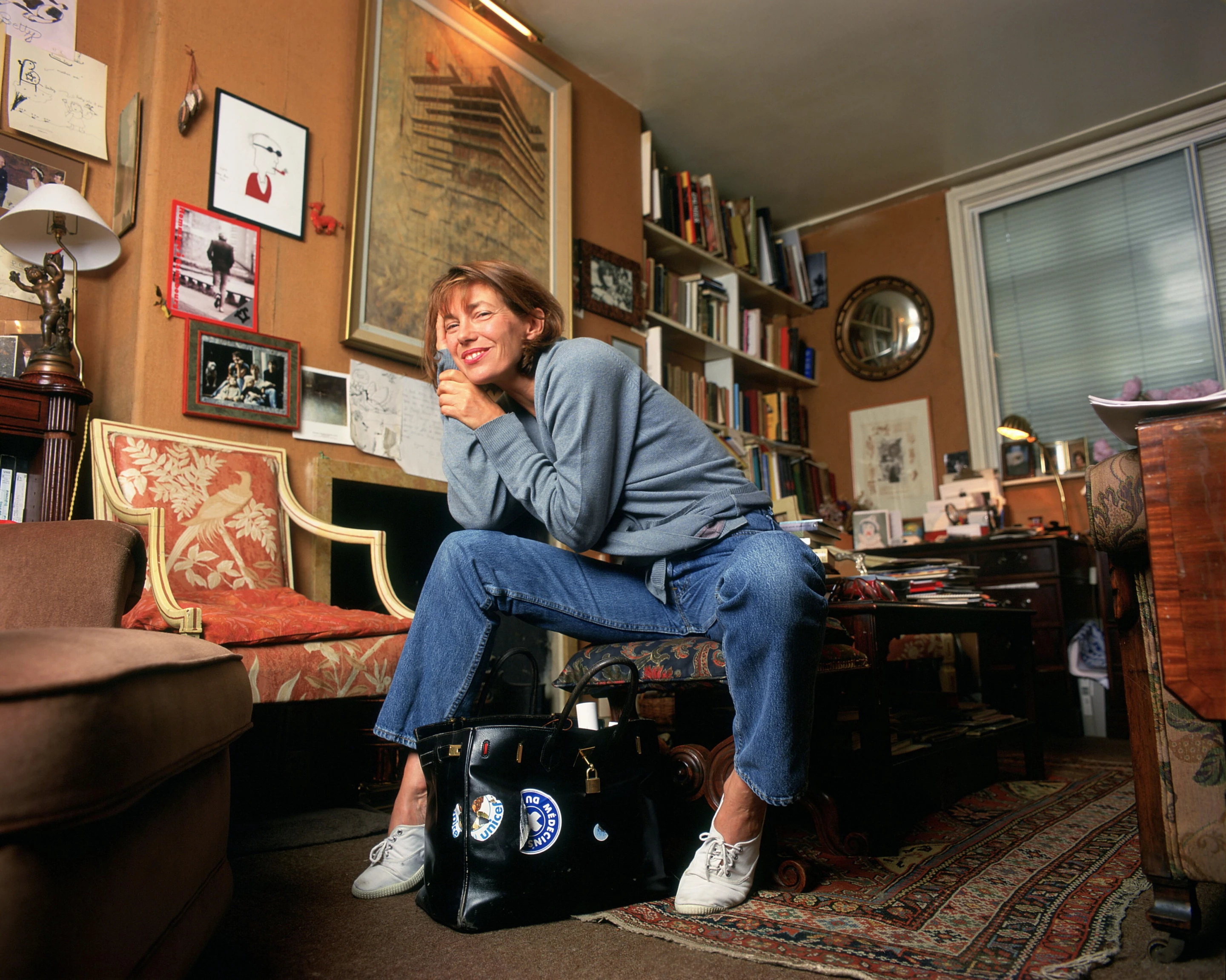 Jane Mallory Birkin (14 December 1946 – 16 July 2023) was a British and French actress, singer, and designer. She had a prolific career as an actress, mostly in French cinema. She is pictured with her famous Birkin.